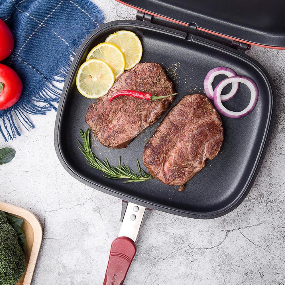 32CM/28CM Double Side Grill Frying Pan Non-Stick Barbecue Cooking Tool Home DIY Grill Pan Pancake Pan Rectangular Pancake Maker