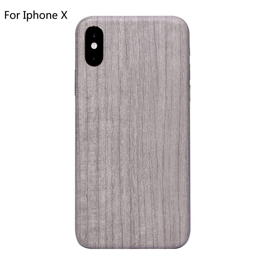 Película Anti arañazos de PVC Vintage cubierta completa removible de grano de madera teléfono pegatina accesorios pieles de protección trasera para IPhone X Xr: Grey For Iphone X