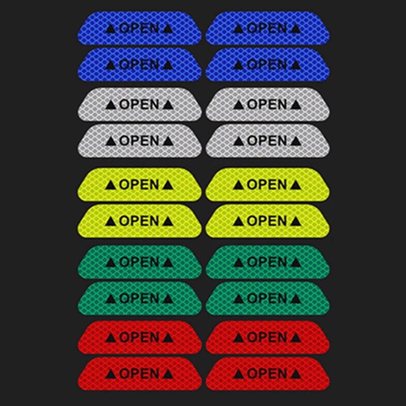Autocollant d'ouverture de porte de voiture, étiquette réfléchissante de sécurité, étiquette de conduite nocturne, autocollant pour porte de voiture, 4 pièces/ensemble