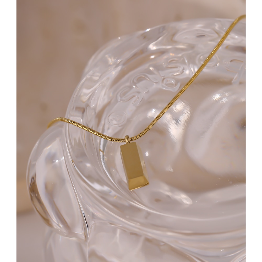 Yhpup Statement Necklace for Women Stainless Steel Jewelry Stylish Golden Metal Geometric Pendant Chain Choker Necklace