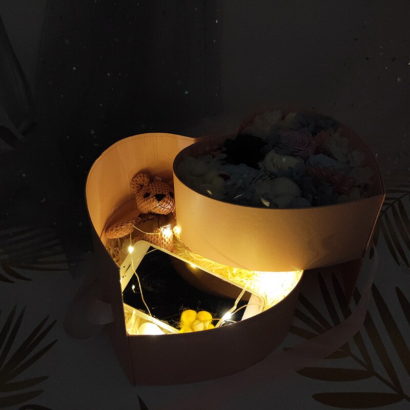 Heart Shaped Double Layer Rotating Box Transparent Window Packaging Case Wedding Party Cardboard Box For Valentine's Day
