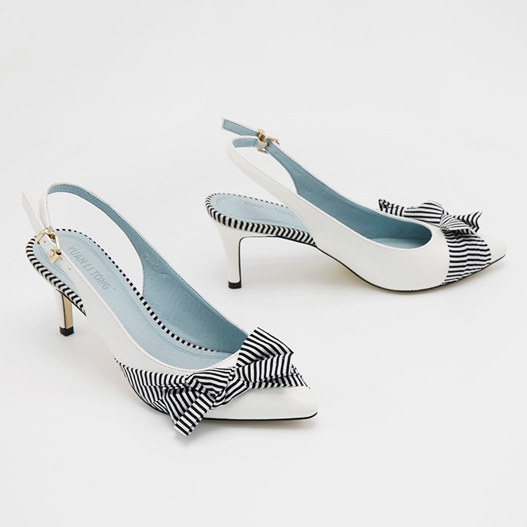 Zomerschoenen dames ondiepe mond hoge hakken dames dun met puntige strik damesschoenen wild