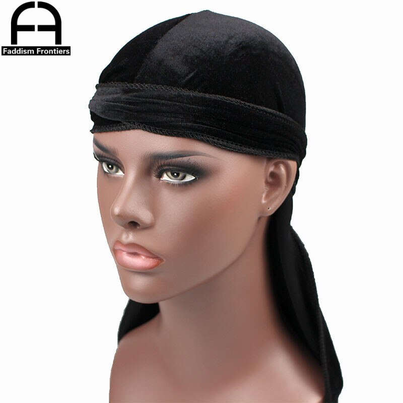 Men's Velvet Durags Bandana Turban Hat Wigs Doo Men Durag Biker Headwear Headband Pirate Hat Hair Accessories