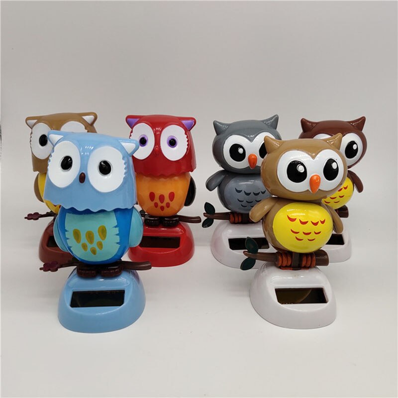 1Pcs Solar Powered Nette Eule Vögel Schütteln Kopf Auto Ornament Solar Spielzeug Klassische Schaukel Puppe Auto-Dashboard Zubehör Spielzeug