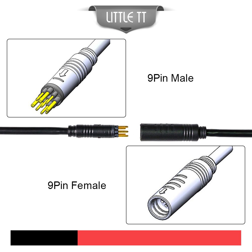 Ebike Conversion Cable 9 Pin Julet Wheel Hub Motor Waterproof Cable for Electric Bicycle Accessories