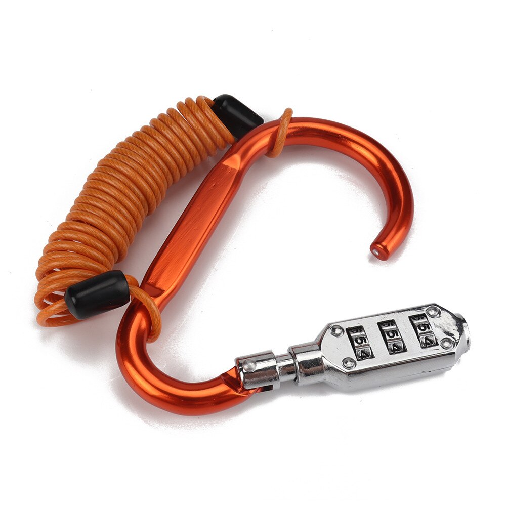 Motorcycle Helmet Lock &amp; Cable Tough Combination PIN Locking Carabiner Device Secures Your Motorbike Bicycle Scooter Crash Hat