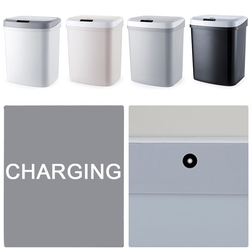 Papeleras de plástico recargables con Sensor inteligente para dormitorio y oficina, cubo de basura automático silencioso, cesta de papel para el hogar