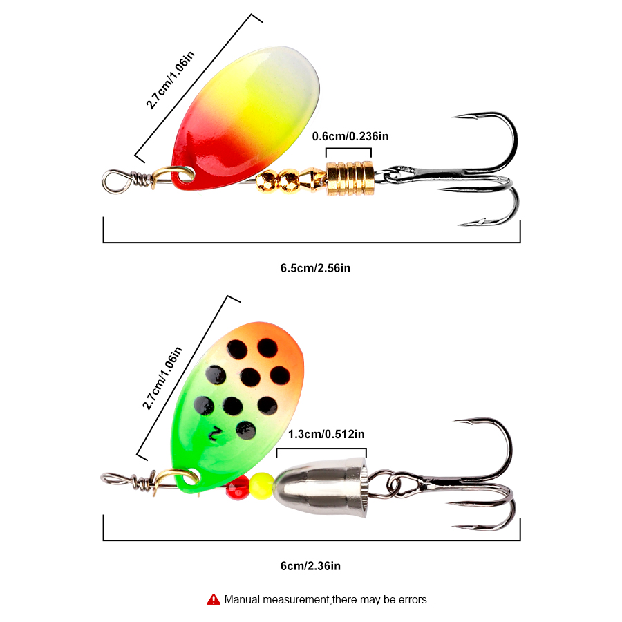 VIS KONING 1PCS 6.0CM 6.5CM Spinner Lepel Vissen Lokken Spinner Aas Lepel Vissen Bass Lokken met Dreg Visgerei
