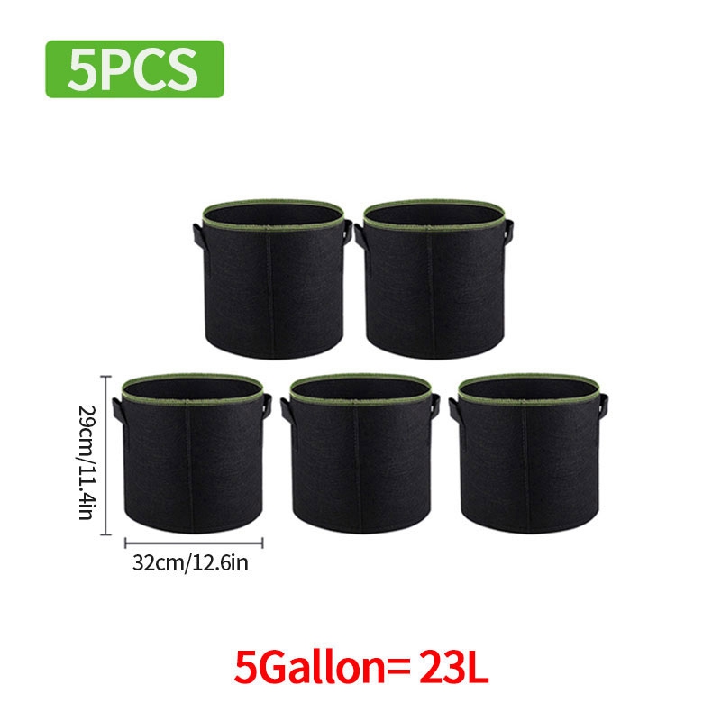 5pcs 3/4/5/7 Gallon Plant Flower Grow Bags Pot Home Garden Tools Potato Strawberry Felt Vegetable Jardin Gardening Growing Pot: 23L 5Gallons