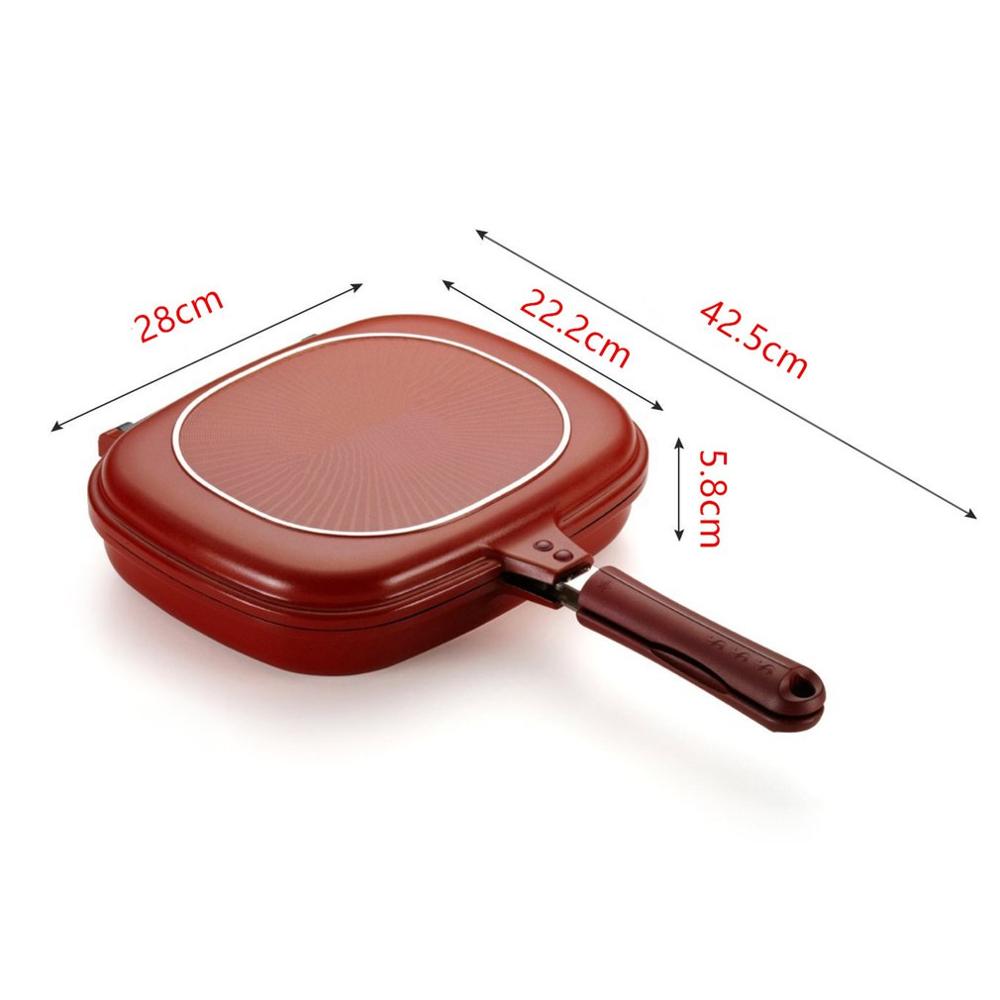 Double Side Grill Koekenpan Kookgerei 28Cm Rvs Dubbele Gezicht Koekenpan Keuken Accessoires Koken Gereedschap Keuken Goederen