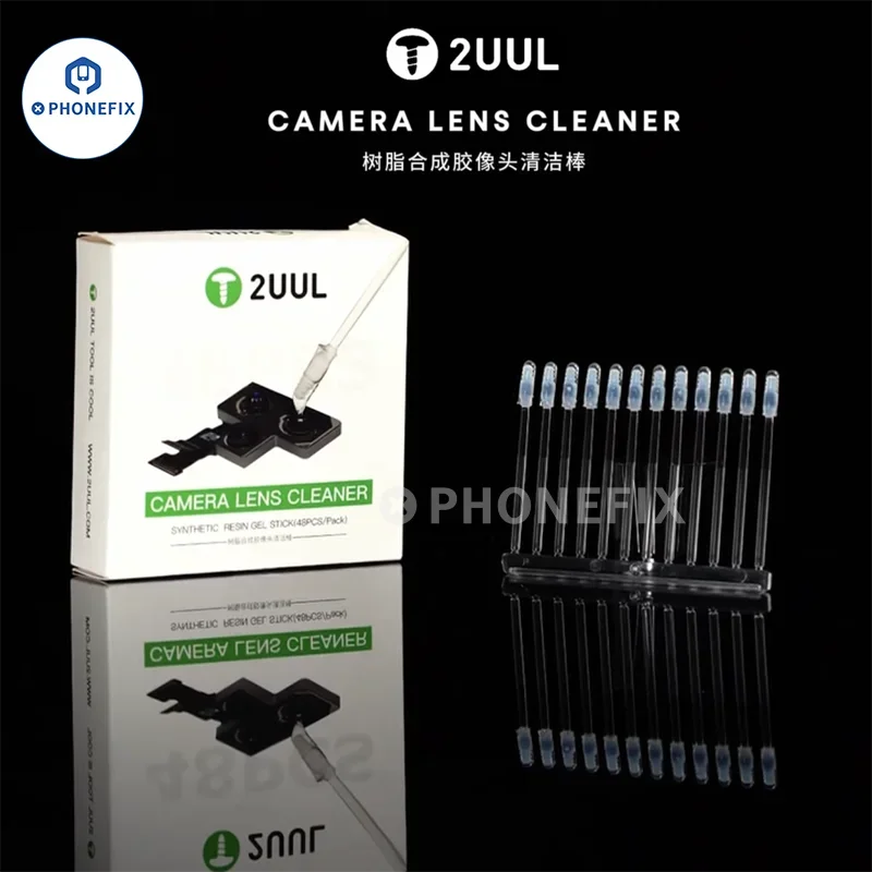 2UUL 48pcs/ Box Camera Cover Lens Resin Synthetic Gel Cleaning Stick for Phone Camera Screen Dust-free Fingerprint Removal Tool