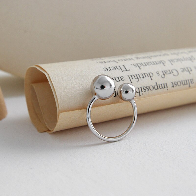 F.I.N.S Klassische doppelte runde Kugel aus 925er-Sterlingsilber, Knuckle-Ringe für Frauen, kleiner Zehenschwanz-Fingerring, weiblicher edler Schmuck