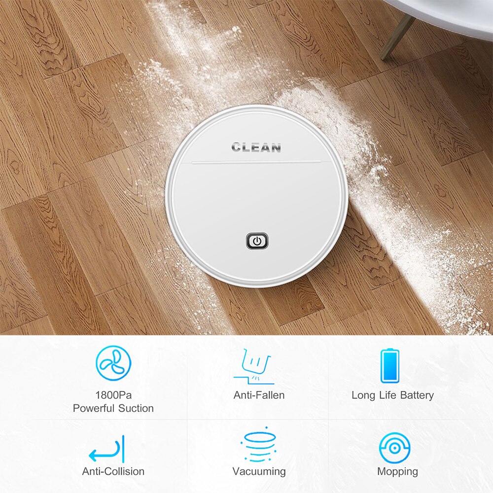 Robot Vacuum Automatic Robotic Vacuum Cleaner Mop and Vacuum 2-In-1 Ultra Slim Body High Coverage Long Battery Life Ideal