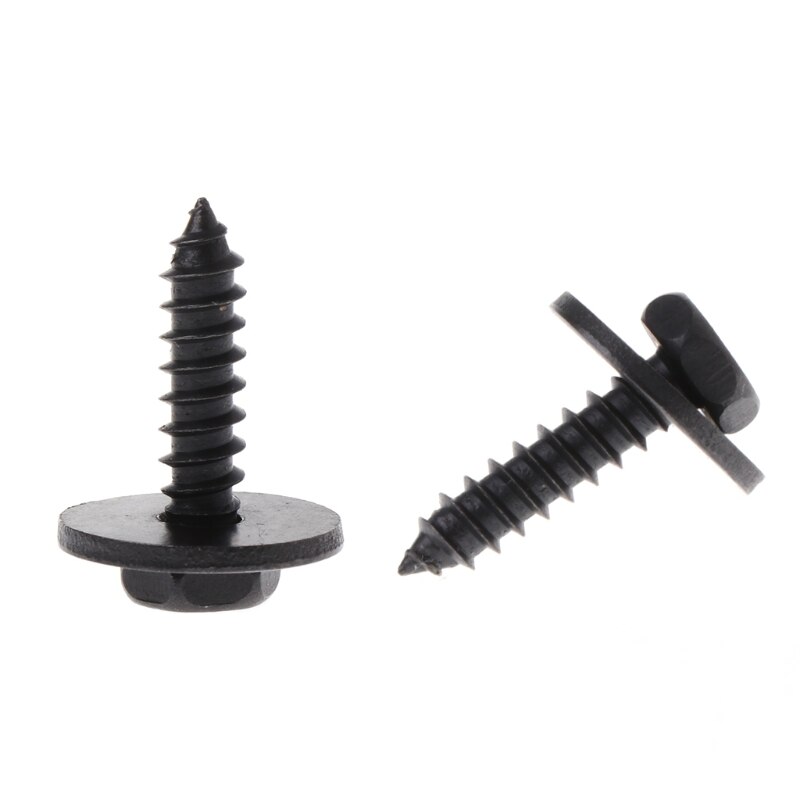 10 Pcs 4.8x19mm Self-Tapping Screws Captive Loose Washer 8mm Hex Head Black 1XCF