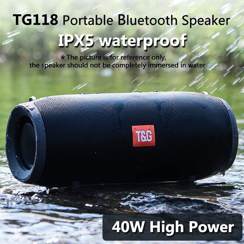 TG118 Ad Alta Potenza 40W Speaker Bluetooth Wireless Outdoor Colonna 3D Stereo Subwoofer Music Center Per il Computer Con 3600mAh