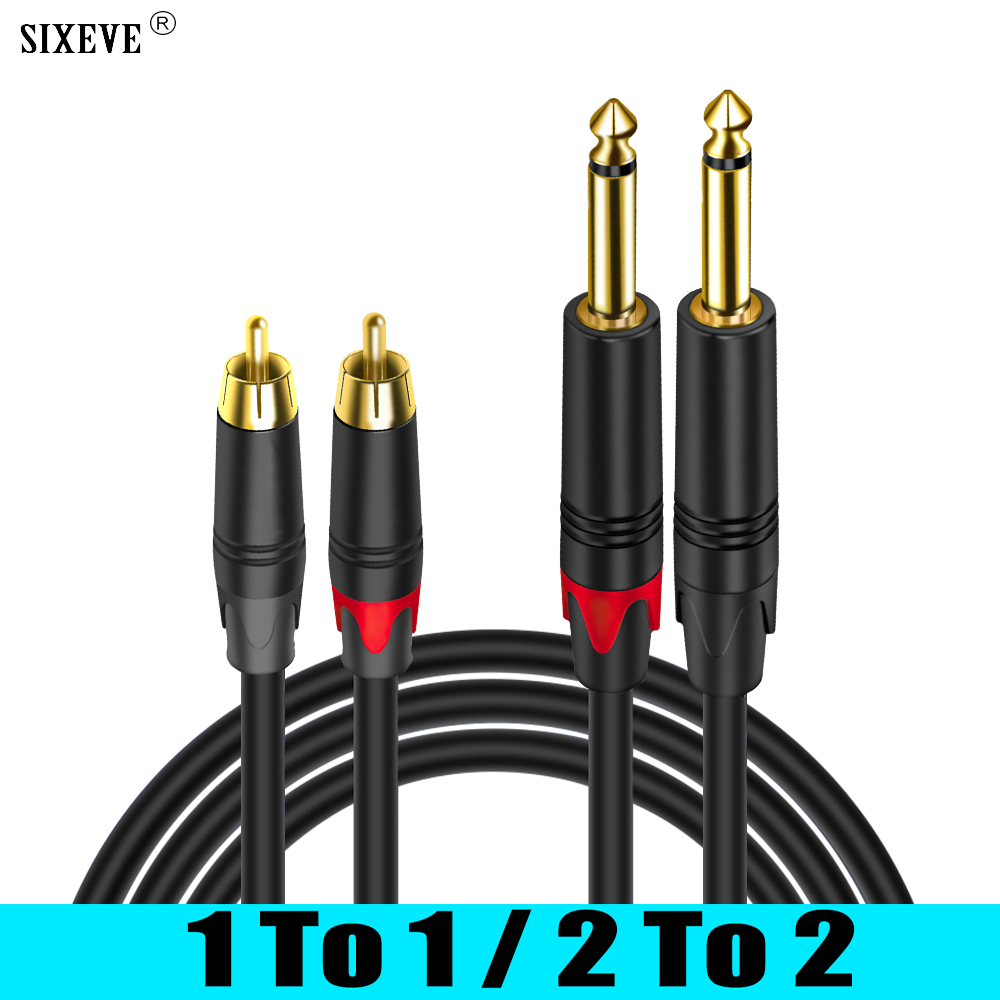 6.35mm To RCA Cable For Speaker Guitar Mixers Hifi Stereo Audio Connector 1/2/3/5/10 Meters Long TS 6.5mm Phono Jack 4N OFC Wire