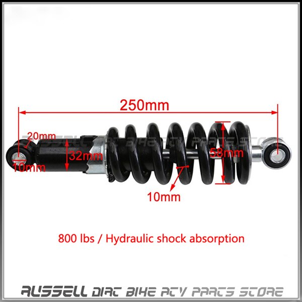 Motorcycle Hydraulic Shock Absorber Suspension 240mm 250mm 260mm 270mm 290mm for Cross Dirt Bike ATV QUAD Accessories Motocross: 250mm