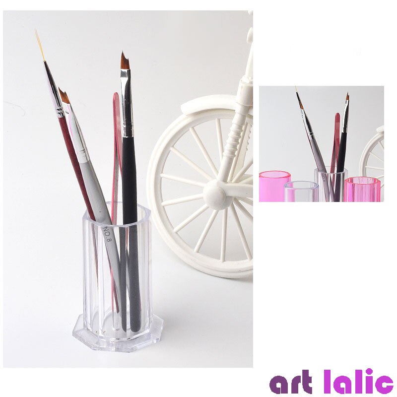 Soporte de almacenamiento de pinceles para decoración de uñas, estuche organizador de bolígrafos de pintura de uñas rosa roja, utensilios de manicura cosmética, 1 ud.