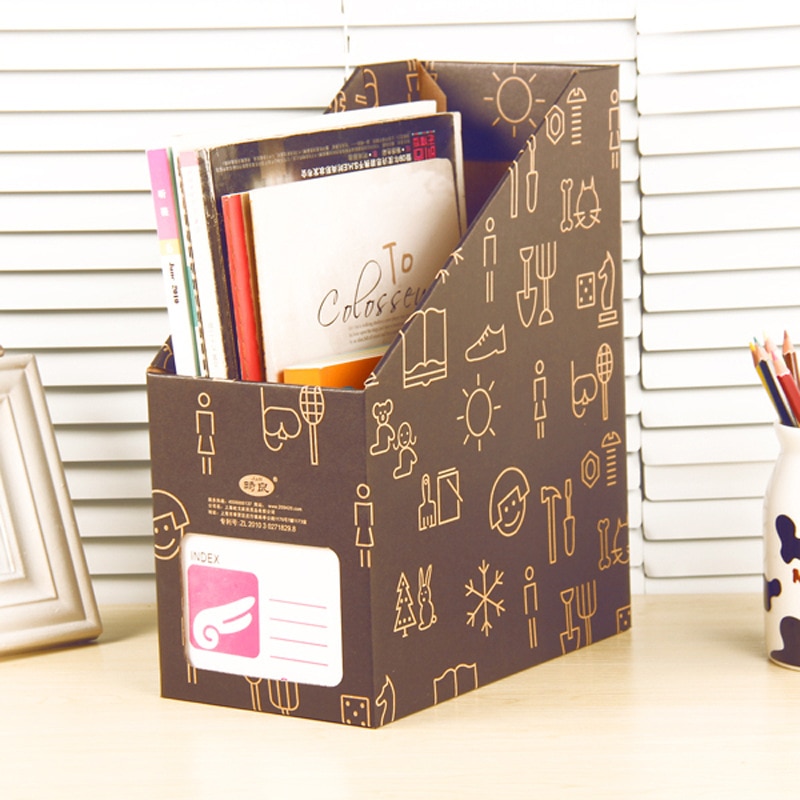 Kraft Paper Desk Organizer DIY Desktop Storage Box for Files Books Stationery bookends Pencil Holder Makeup Organizer File Box