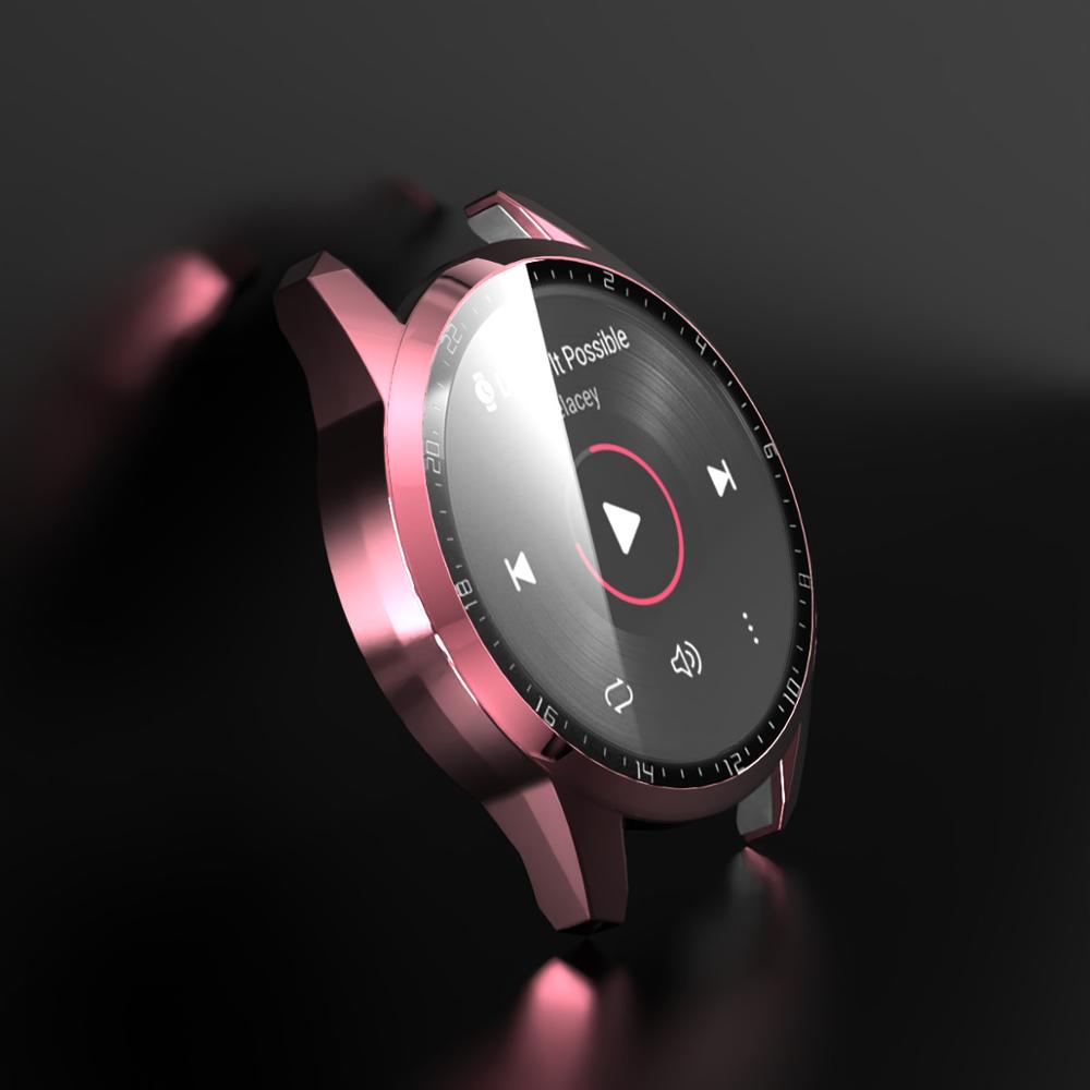 Filme de vidro temperado com anel de calibração capa para huawei assista gt 2 3 46mm caso gt2 pc disco protetor de tela abundante escudo: Pink / For GT2 46mm