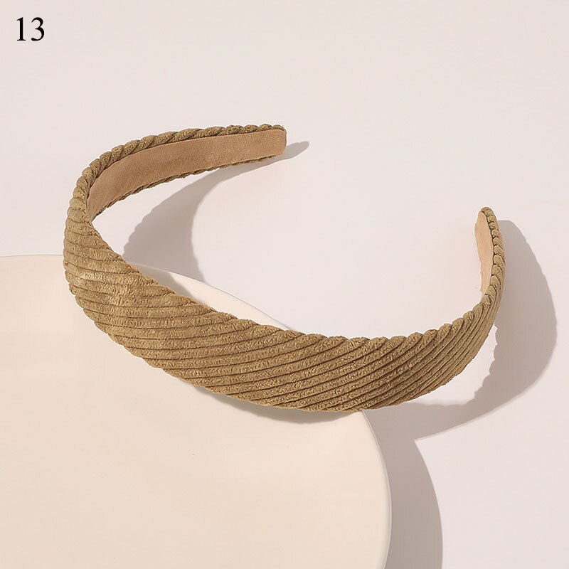 1Pc Corduroy Vrouwen Hoofdband Plaid Gestreepte Bloemen Printing Brede Hoofdband Vintage Stretch Tulband Haarband Vrouwelijke Hoofd Hoepel: 13