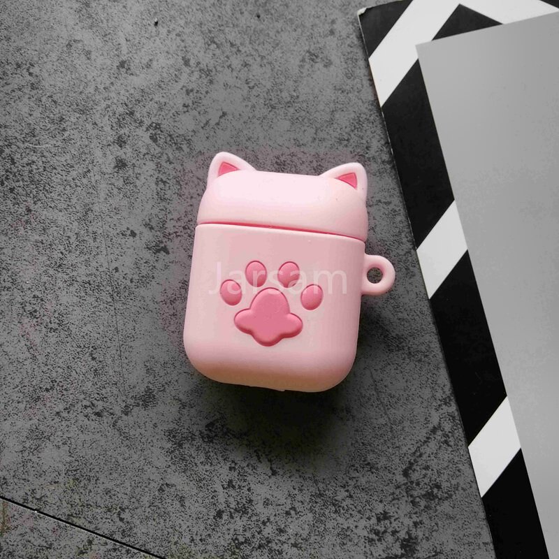 2020 per Airpods 2 Custodia In Silicone Del Punto Del Fumetto di Caso Della Copertura Per Apple Airpods Sveglio del Trasduttore Auricolare 3D caso Cuffia Per Earpods christm: pinkcatclaw