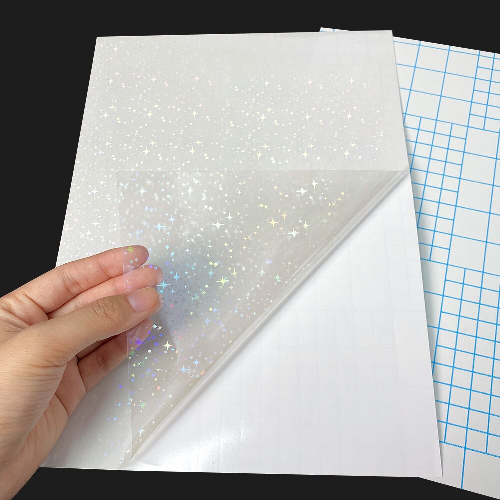 10 blätter Gebrochen Glas Hologramm Kalt Laminierung Film Aufkleber A4 Blätter Stern glänzend Punkte DIY Paket Karte Foto Holographische Film: 01 Stern