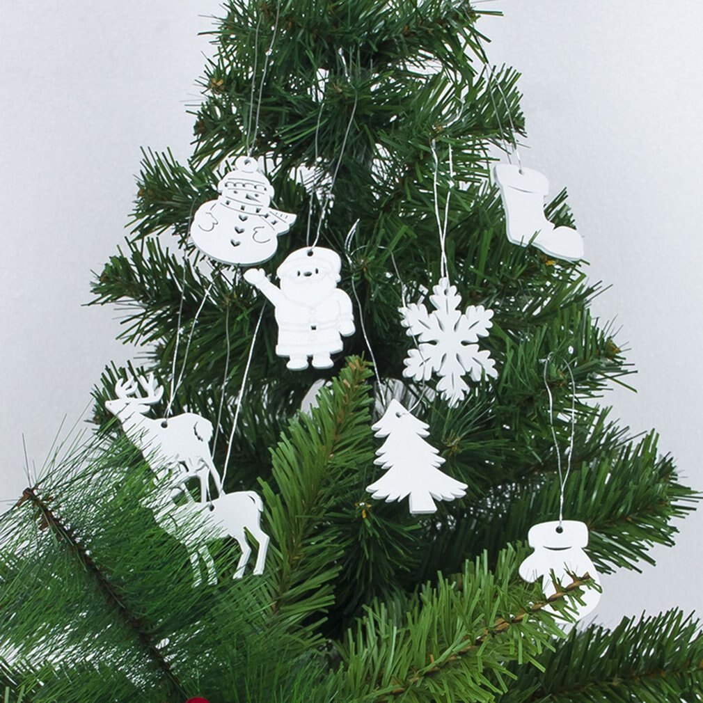 Sui Bao Kerstversiering Hanger Kerstboom Opknoping Santa Sneeuwpop Hanger Creatieve Houten Decoratie 6 Stks/zak