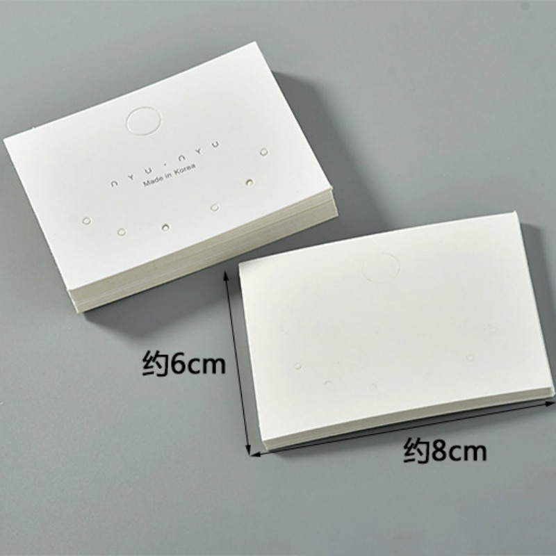 100pcs Jewelry Display Card Blank White Paper Cardboard Necklace Bracelet Earring Holder Packaging Cards Plastic Bag: (6x8cm)