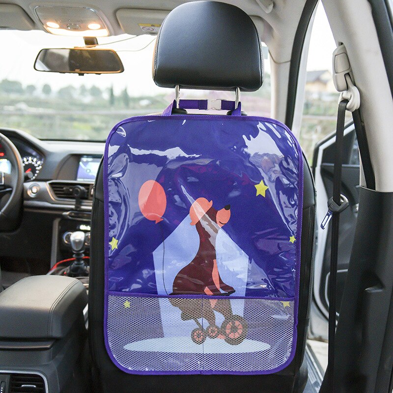 Autostoel rugleuning anti-kinder-schopmat multi-pocket waterdichte auto achterbank beschermende cartoon anti-schopmat kussen auto organizer