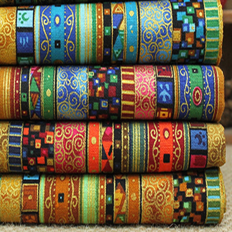 Smuk stribe afrikansk tryk bomuldslinned stof 50 x 140cm dressmaking linned materiale polstring håndværk væv boligindretning