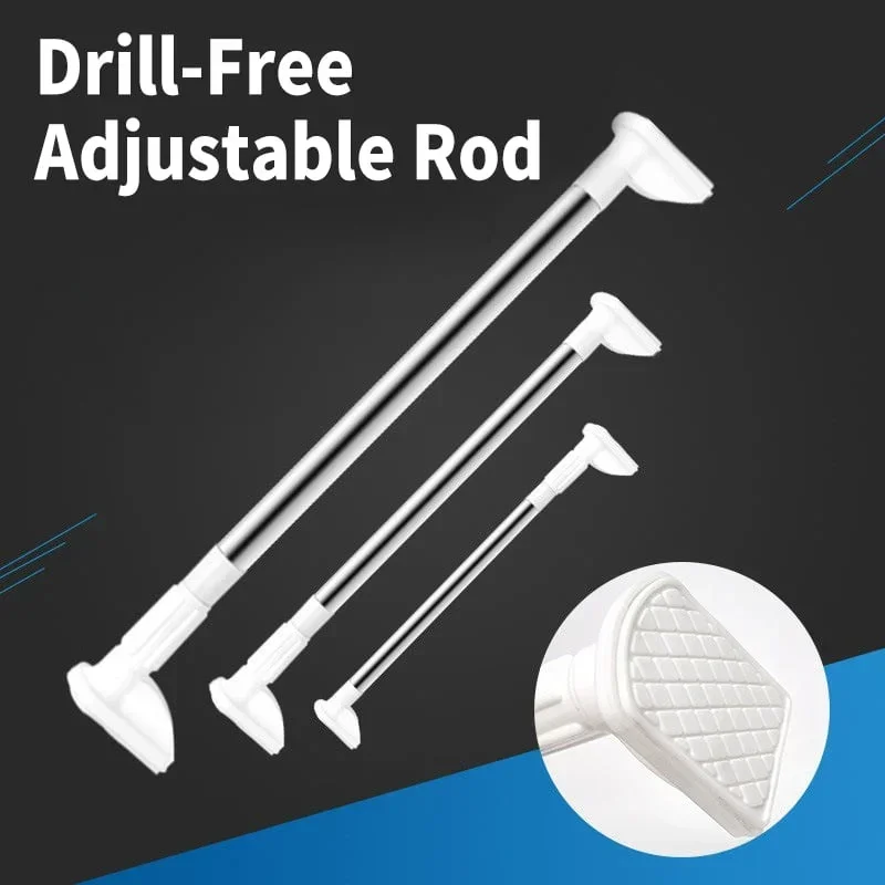 【Adjustable 】The inner rod has a spiral . The length of the white shower curtain rod is controlled by the knob and can be