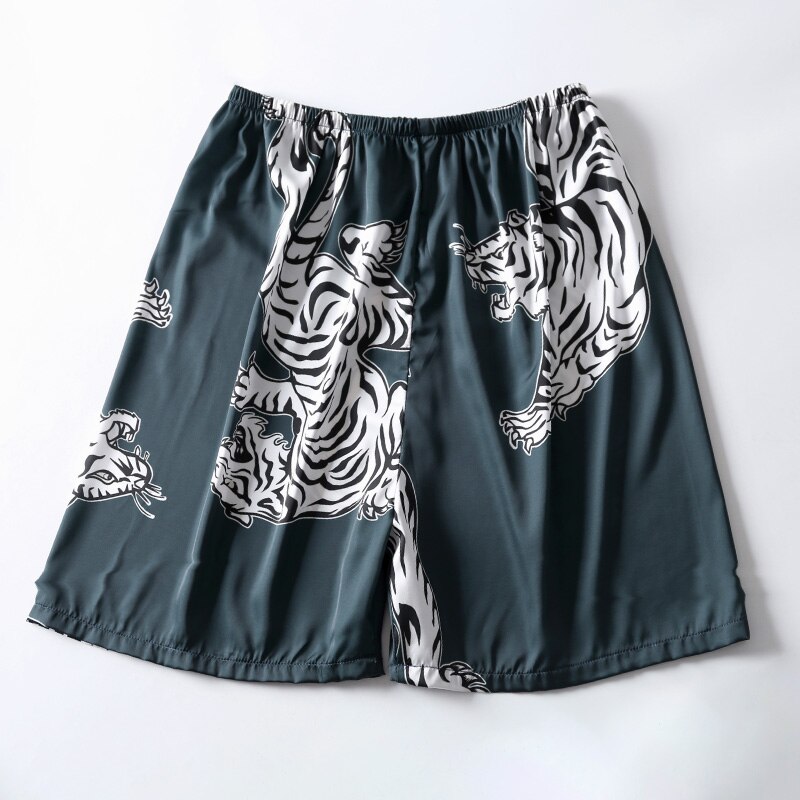 Mænd morgenkjole lange ærmer kimono badekåbe kjole silkeagtig satin drage print pyjamas nattøj nattøj kjole afslappet hjem: Shorts 1 / L