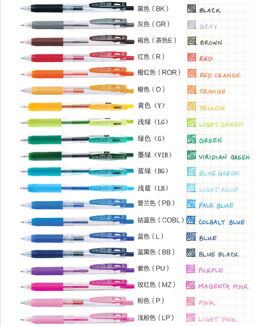 Colour/Set Japan Zebra SARASA JJ15 Gel Pen 0.5 mm Drawing pen Marker Pen Office School Supplies