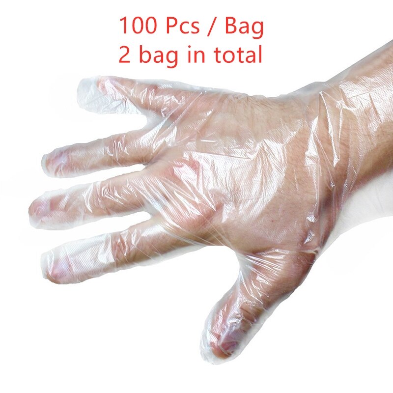 300 stuks wegwerphandschoenen eenmalige plastic handschoenen doorzichtige wegwerphandschoenen voor voedsel voor industriële restaurantkeukenreinigingshandschoenen: 200 stuks