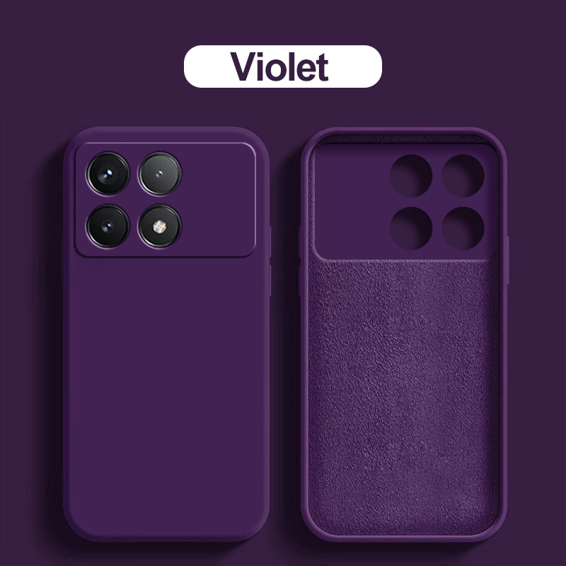 Coque souple en silicone liquide d'origine de luxe pour Xiaomi, couverture de téléphone, Poco X6 Pro, 5G: silicium / Violet