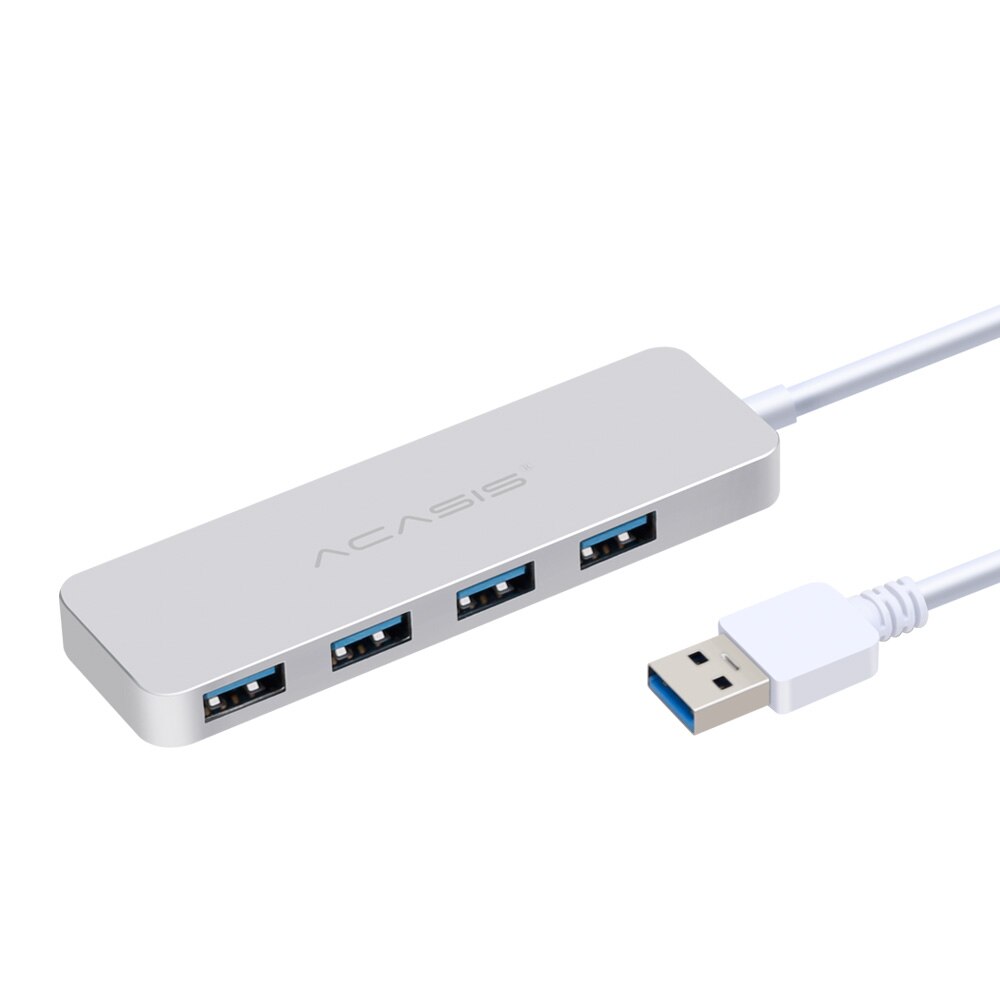 Acasis slim high speed usb 3.0 hub switch, externe 4 -poorts usb-splitter met laptop 4- poorts adapterhub - gray line 20cm: Zilveren naaf