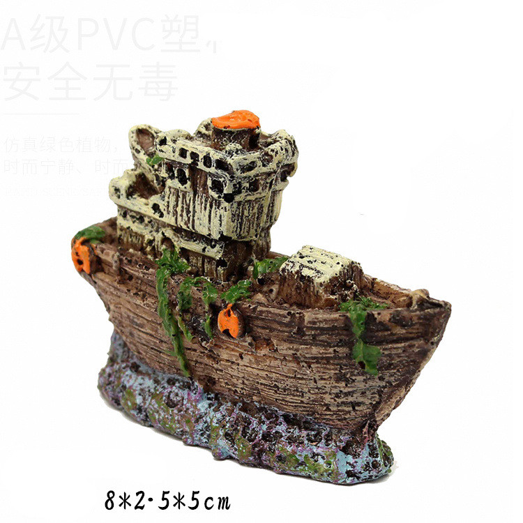 Aquarium Dekorationen Landschaft Piratenschiff Wrack Schiff Jahrgang Harz Stiefel Aquarium Zubehör Heimat Dekorationen: Schwarz