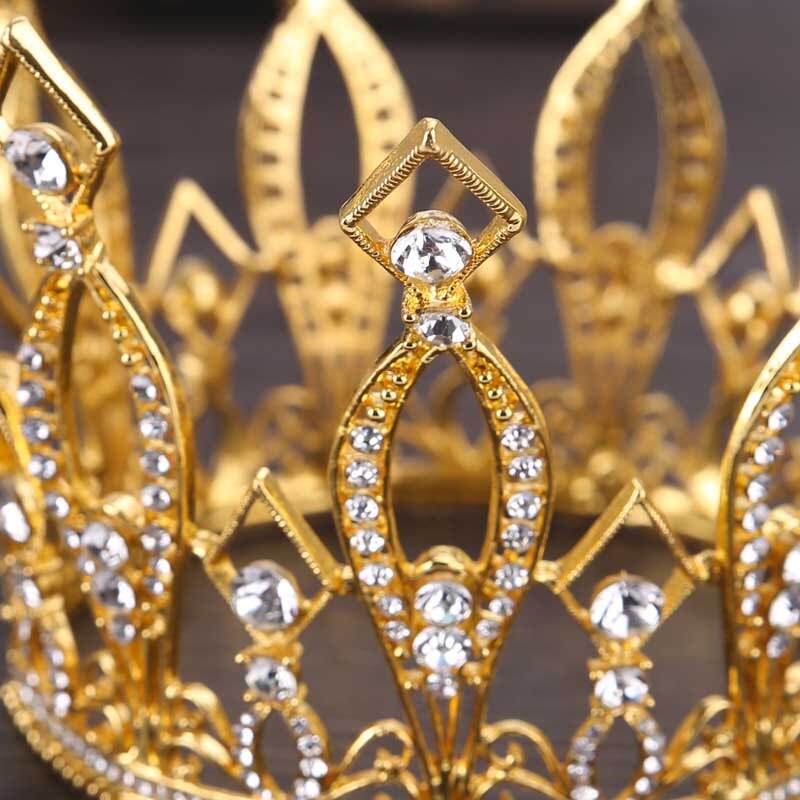 nuovo barocco d'oro Corona re regina cerchio ornamenti per capelli in cristallo compleanno gioielli da sposa accessori per capelli tiara festa LXH