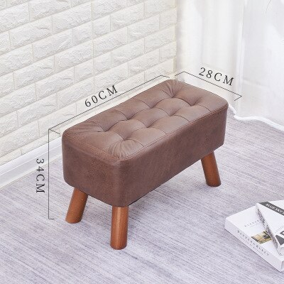 Massief Houten Schoenen Kruk Lange Bank Kruk Houten Lage Kruk Woonkamer Klein Bankje Meubels Accent Stoelen Voor Woonkamer leisure: Short dark brown