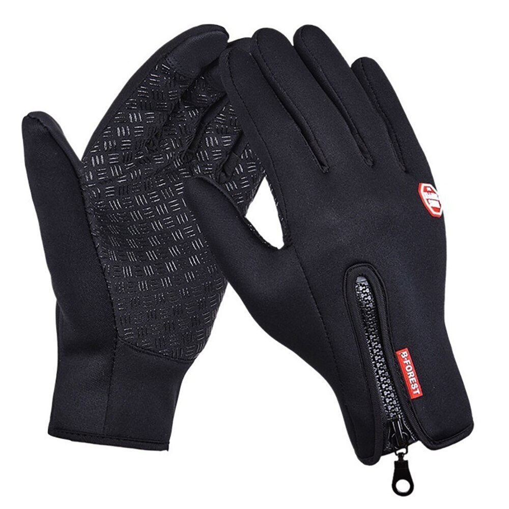 Berøringsskærm vinter termisk varme handsker til cykling cykel cykel ski camping vandre unisex motorcykel udendørs sport fuldfinger: Sort / Xl