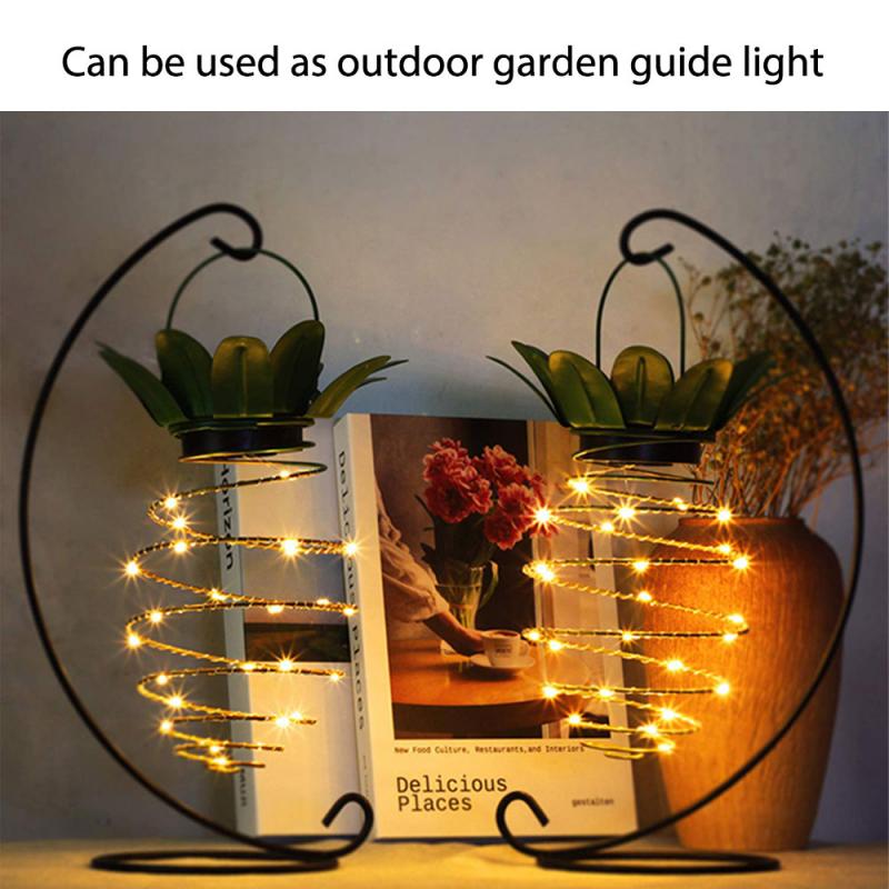 Zonne-ananaslamp, tuin, binnenplaats, waterdichte decoratieve koperdraadlamp, draagbare automatische energiebesparende ijzeren nachtlamp