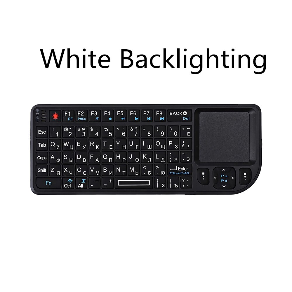 A8 Wireless Keyboard with Backlight Spanish/Russian/English 2.4G Air Fly Mouse Handheld Touchpad Keyboard for TV Box PC Laptop: White Backlight / Russian Version