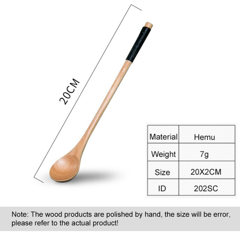 Wooden Lotus Long Handle Spoon Coffee Spoon Stirring Spoon Wooden Spoon: Dark Khaki