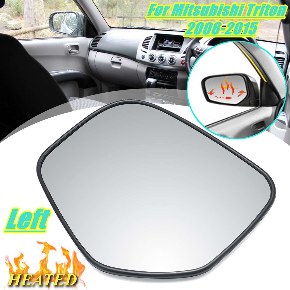 Conductor lado derecho del pasajero lado izquierdo antiniebla climatizado ala puerta espejo cristal para Mitsubishi Triton L200 ML MN 2006 2007: Left