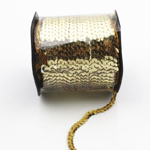 10 yard/lot 6mm diamètre plat rond PVC Paillettes ruban Paillettes couture sur garnitures pour artisanat, femmes vêtements accessoires: Light gold 10yards