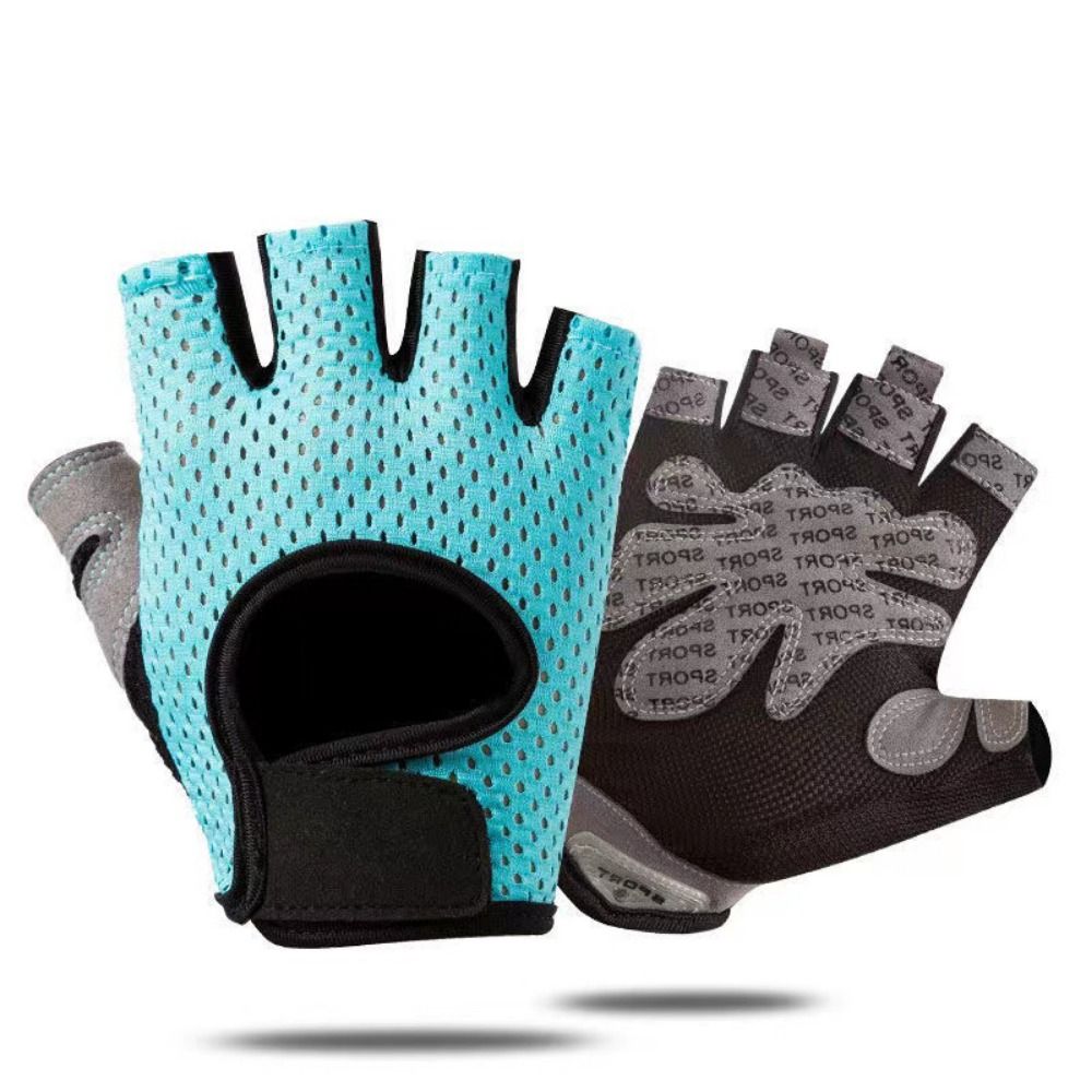 Ademende Workout Handschoenen Gewicht Tillen Vingerloze Gym Fitness Oefening Halve Vinger Handschoenen Voor Powerlifting Vrouwen Mannen: Black / S
