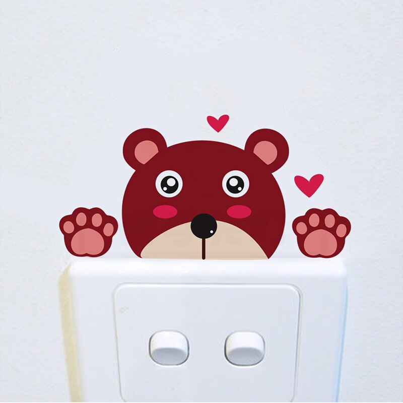 1Pcs Cute Animals Wall Stickers Waterproof Kids Rooms Accessories Wallpaper PVC Removable Home Decor Switch Sticker
