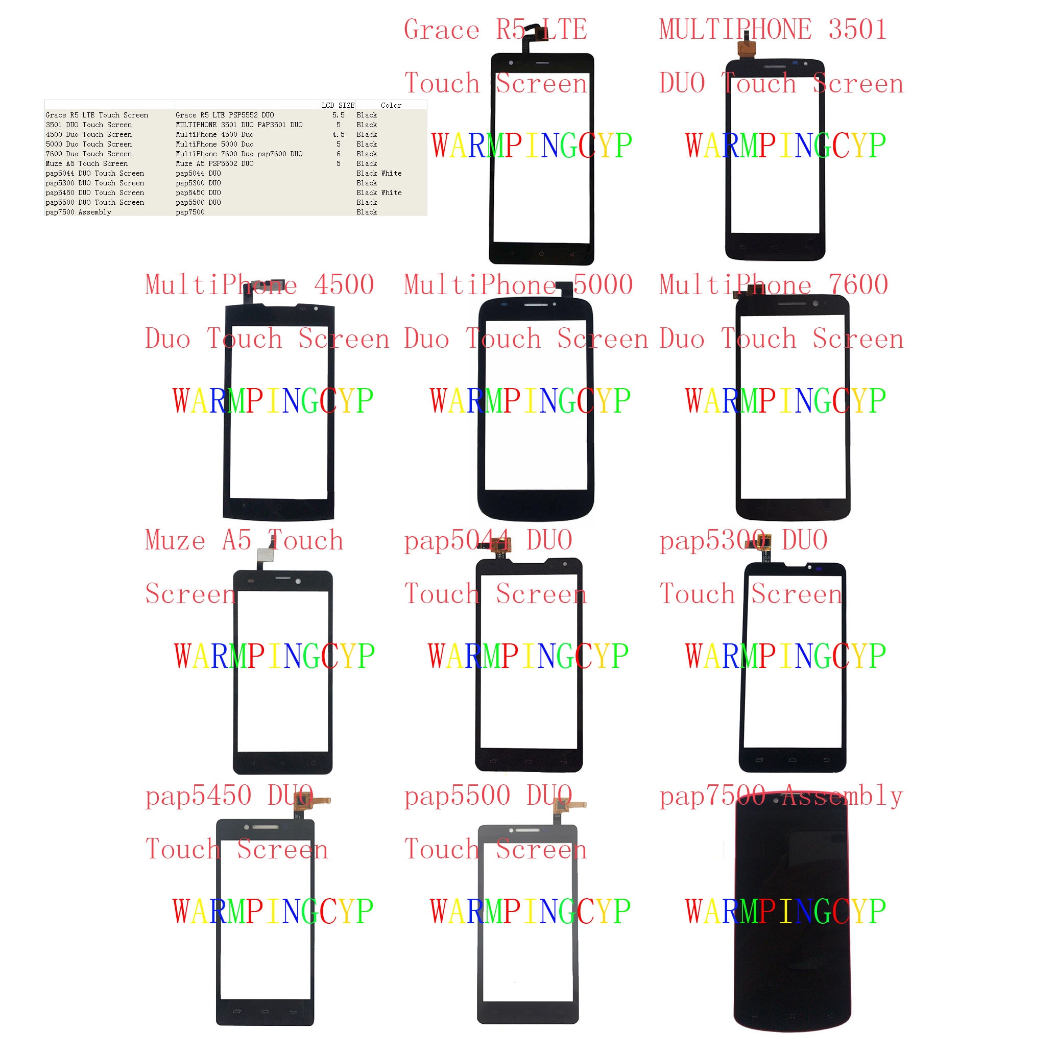 Touch Screen LCD Display Assembly For Prestigio Grace R5 LTE 3501 DUO 4500 5000 7600 Muze A5 pap5044 pap5300 pap5450 pap5500 pap