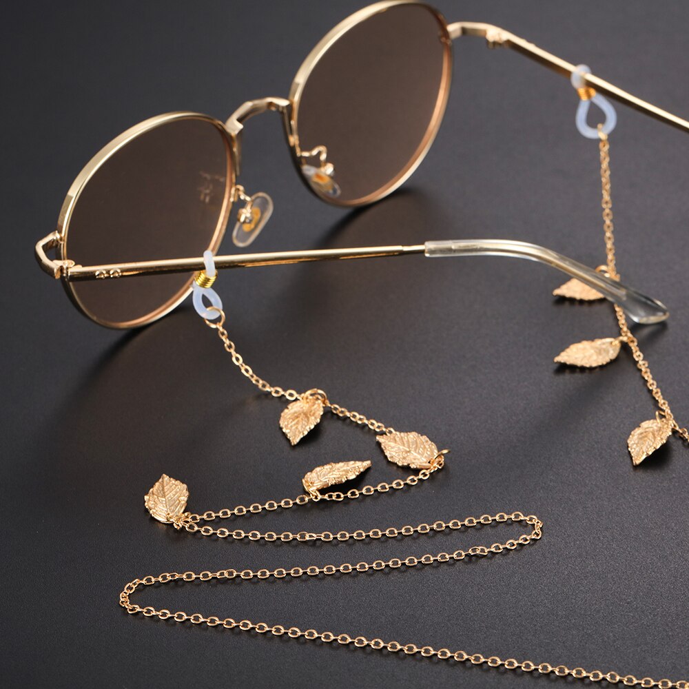 Kvinder stjerne indretning guld metal solbriller kæder skridsikre læsebriller holder rem briller holder brille tilbehør
